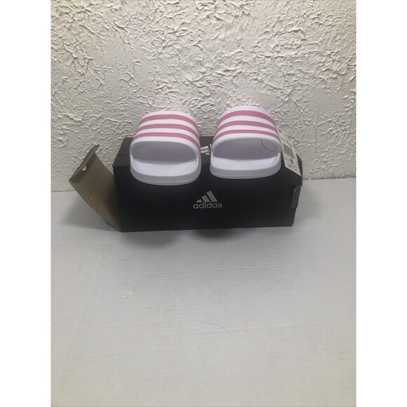 Adidas Adilette Aqua Slides Women Size 9 White Pink Stripes Slip-On Pool Shower - Picture 5 of 6
